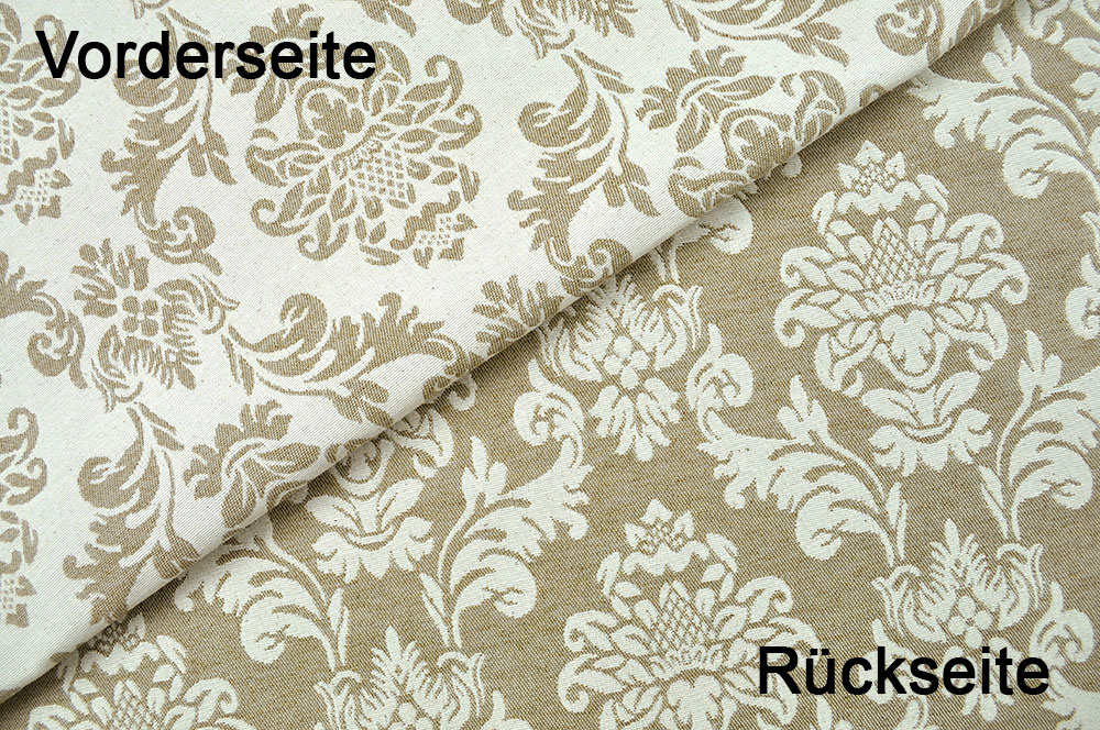 Dekostoff Jacquard - zweiseitig - Barock-Ornament - Beige