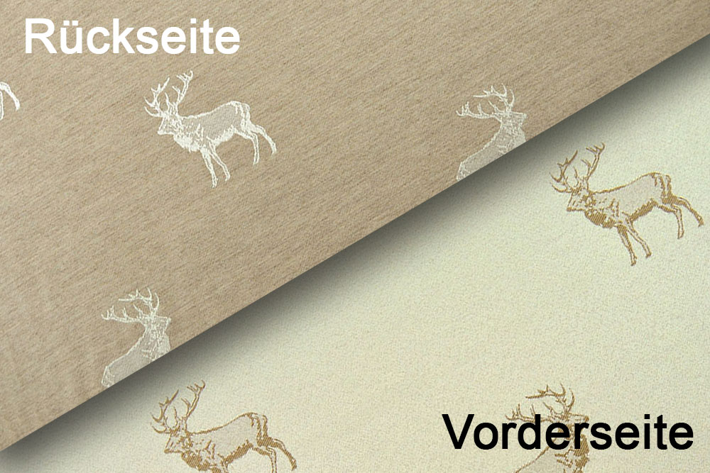 Dekostoff Jacquard - zweiseitig - Hirschrudel - Creme