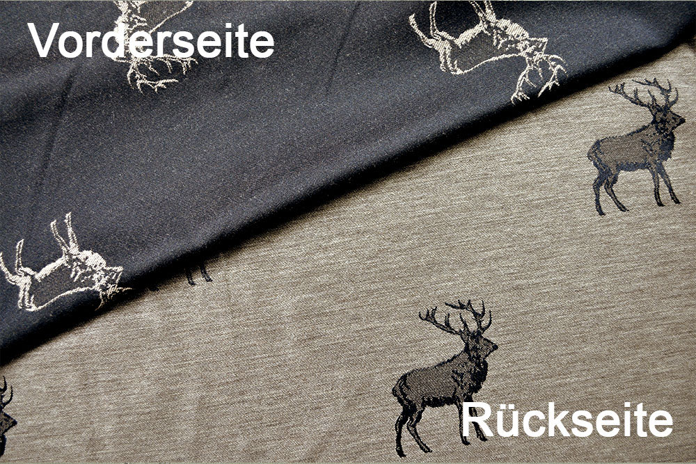 Dekostoff Jacquard - zweiseitig - Hirschrudel - Dunkelbraun