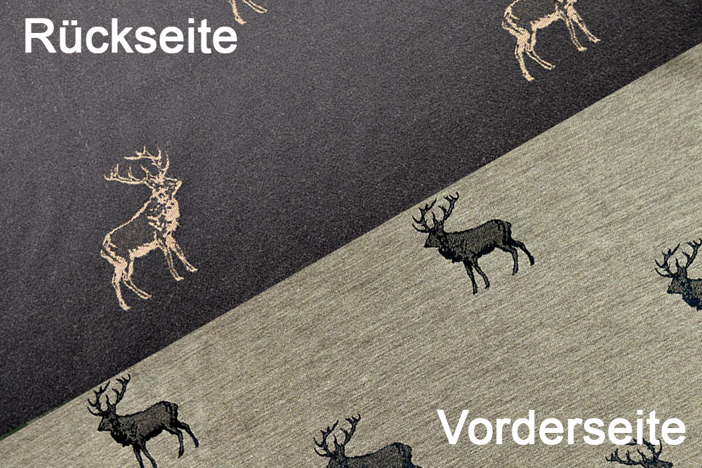 Dekostoff Jacquard - zweiseitig - Hirschrudel - Braun