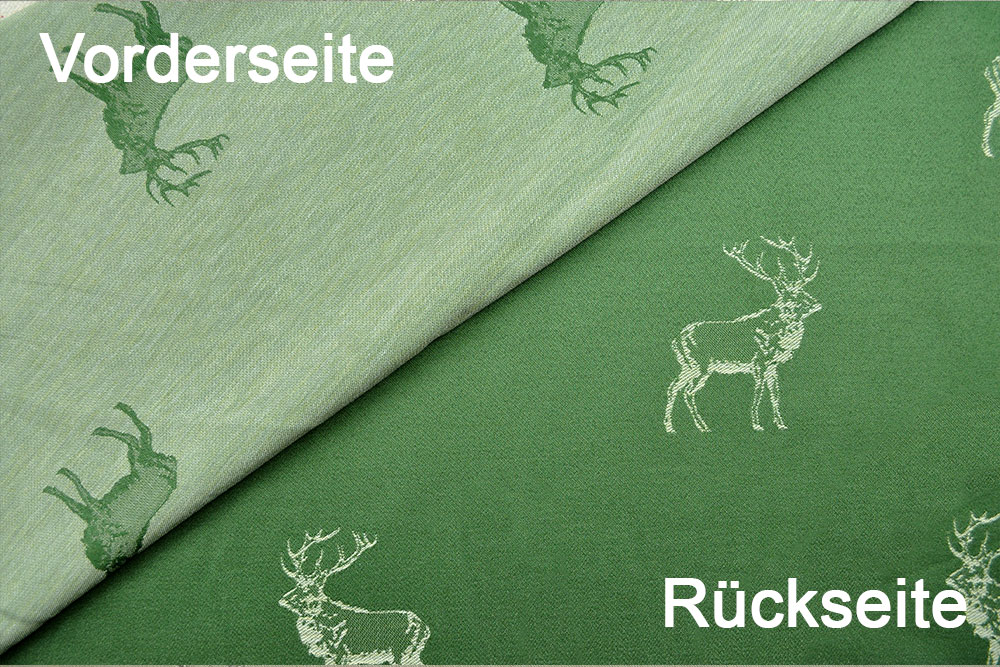Dekostoff Jacquard - zweiseitig - Hirschrudel - Hellgrün