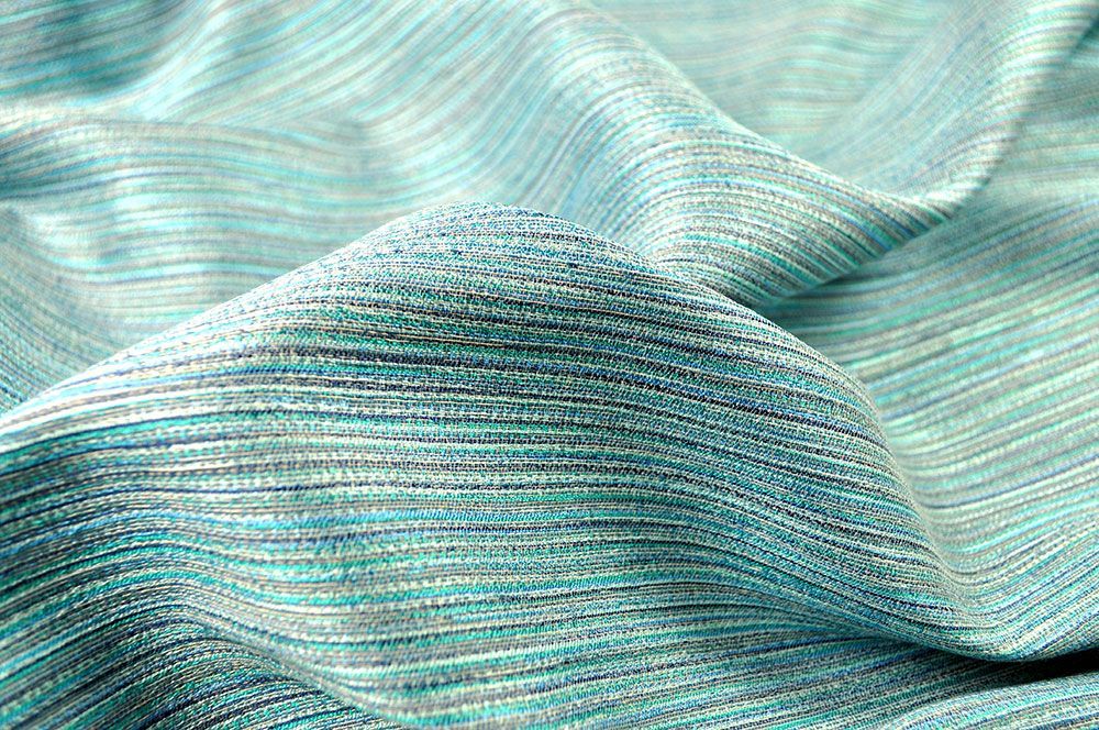 Dekostoff Jacquard - zweiseitig - Streifenmeer - Türkistöne