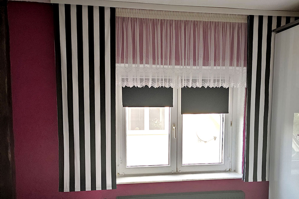 Baumwollstoff Köperbindung - Blockstreifen - Schwarz