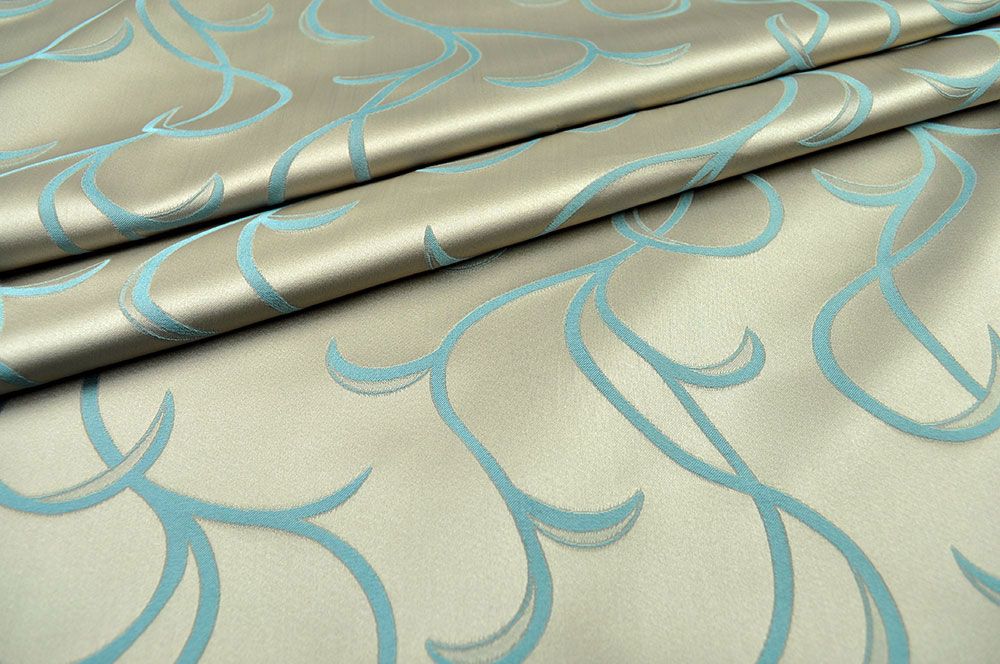 Dekostoff Jacquard - Edel-Ranken - Petrol/Gold