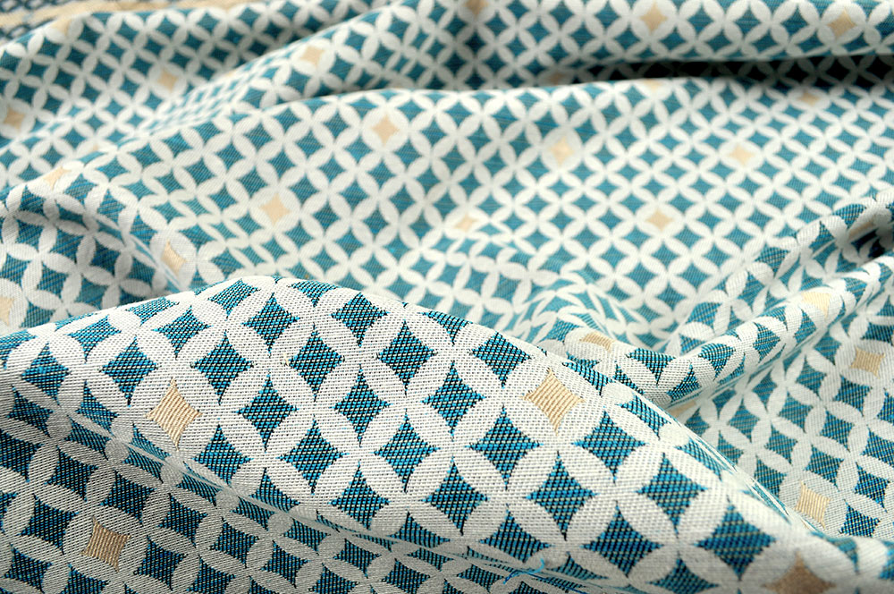 Jacquard-Dekostoff - Astral - Türkis/Gold