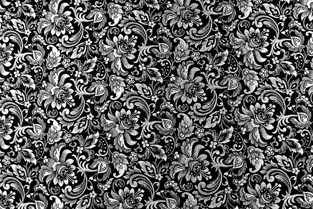 Floralia - Blüten-Jacquard zweiseitig - Schwarz/Silber
