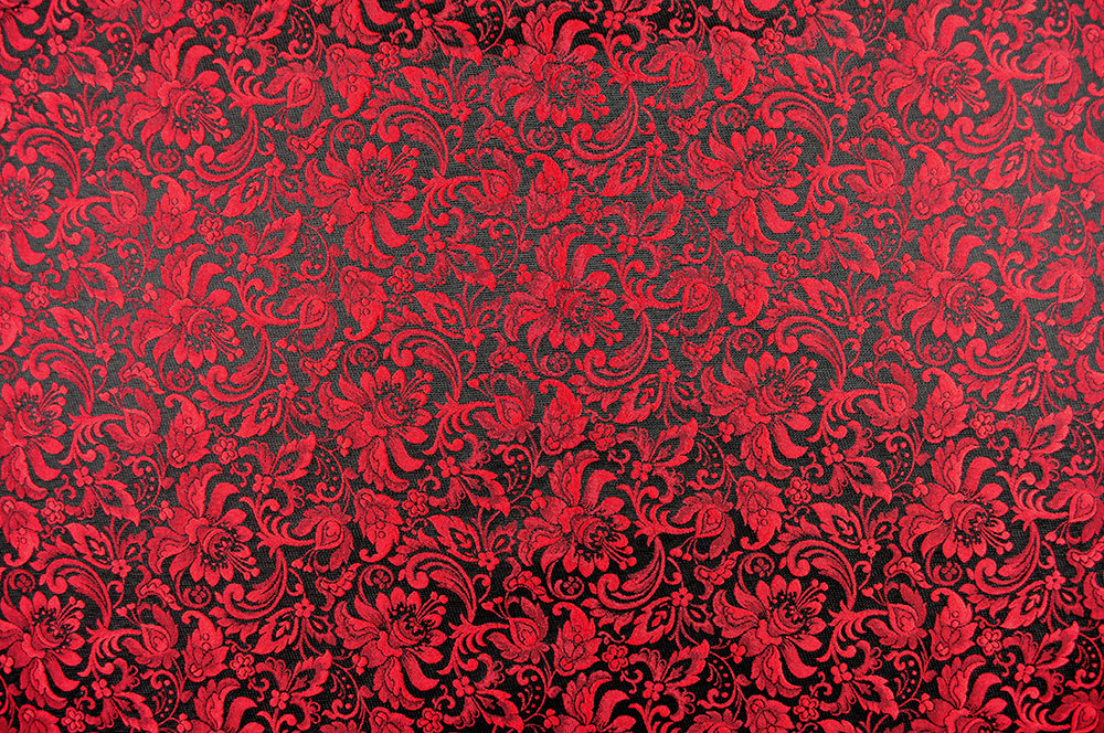 Floralia - Blüten-Jacquard zweiseitig - Schwarz/Rot