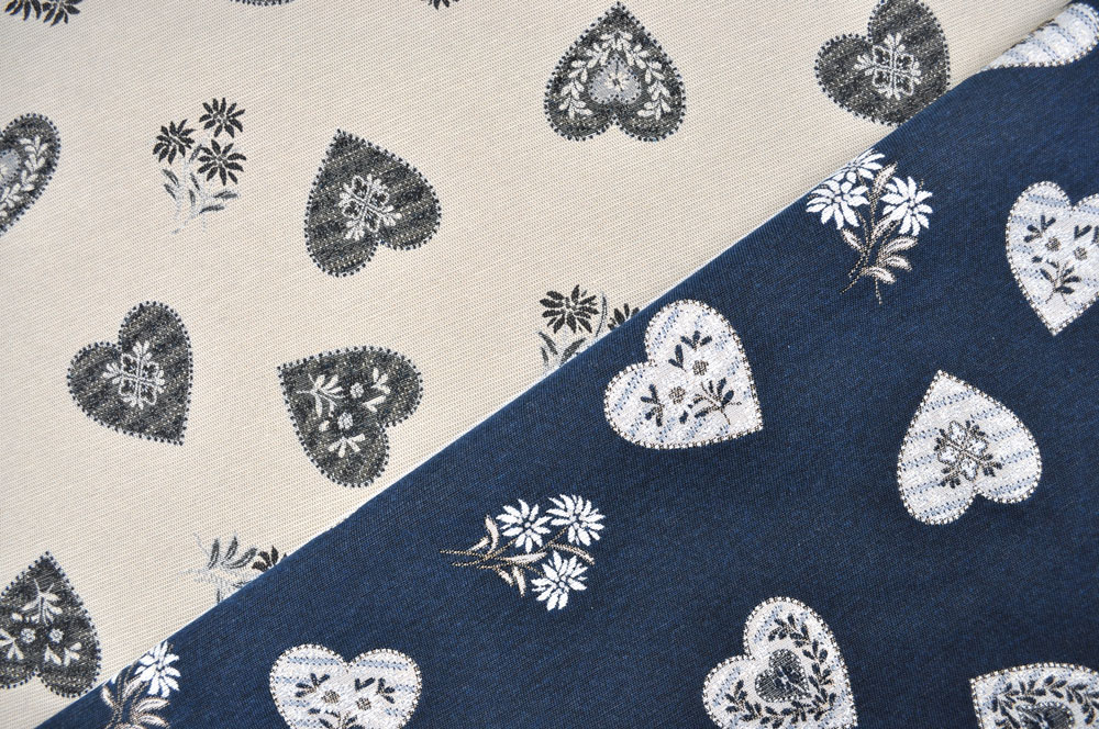 Jacquard-Dekostoff Landhaus - Garmisch - Blau