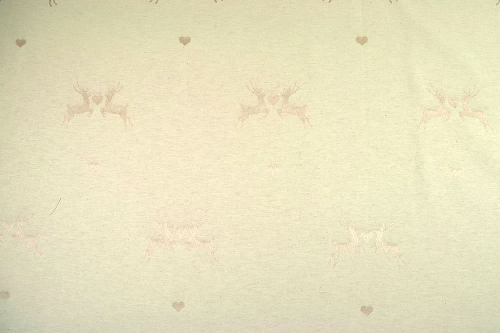 Verliebter Hirsch - Dekostoff Jacquard - Creme/Champagner