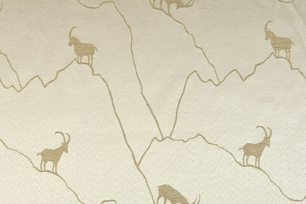Dekostoff Jacquard - zweiseitig - Alpen-Steinbock - Creme/Beige