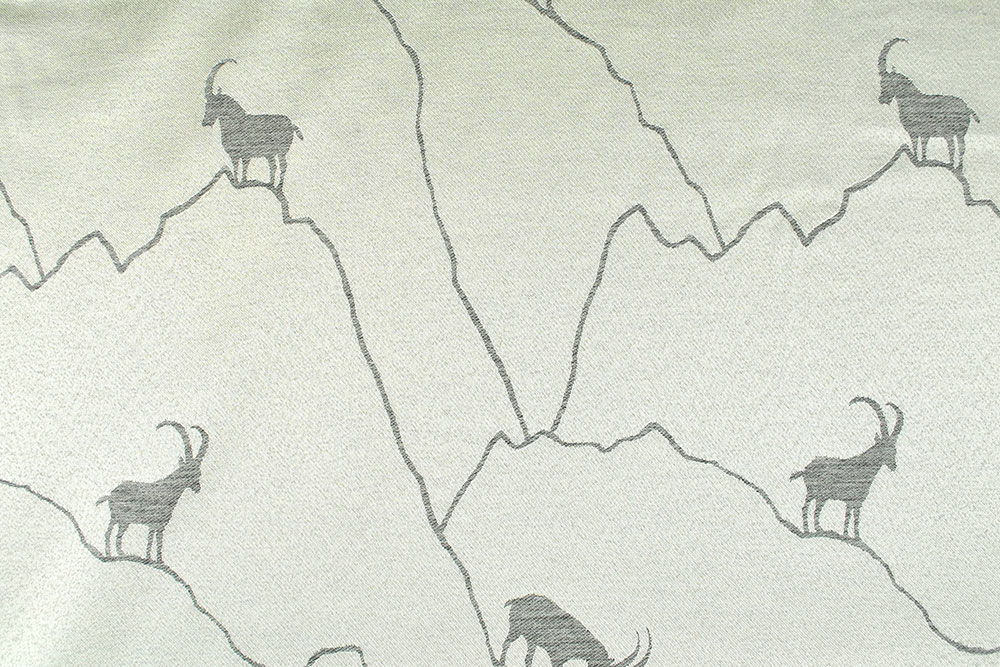Dekostoff Jacquard - zweiseitig - Alpen-Steinbock - Creme/Grau
