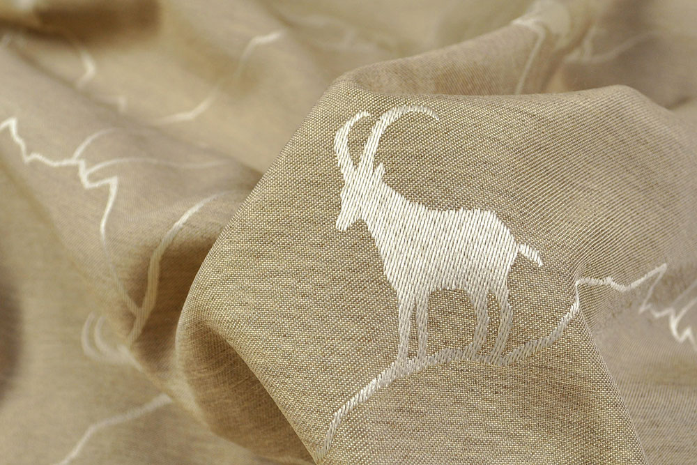 Dekostoff Jacquard - zweiseitig - Alpen-Steinbock - Beige/Creme