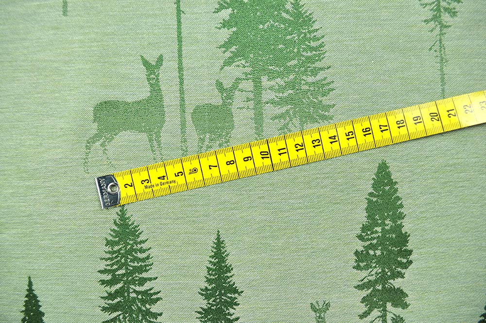Dekostoff Jacquard - zweiseitig - Rehe im Wald - Hellgrün/Grün