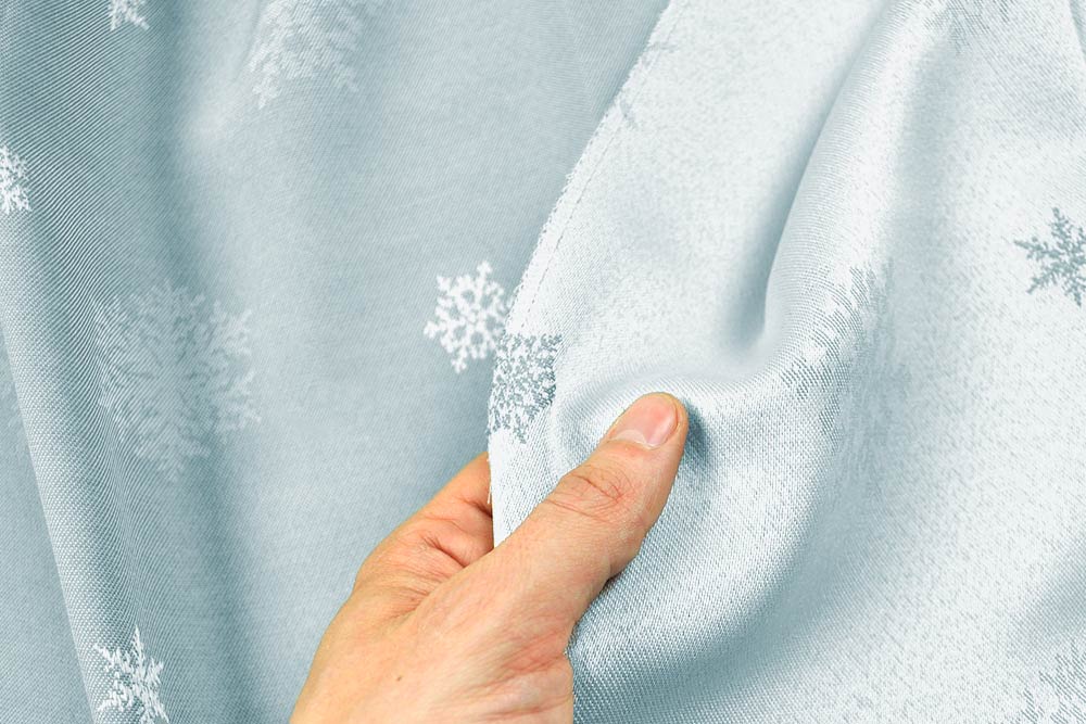 Dekostoff Jacquard - zweiseitig - Schneekristall - Hellblau/Eisblau