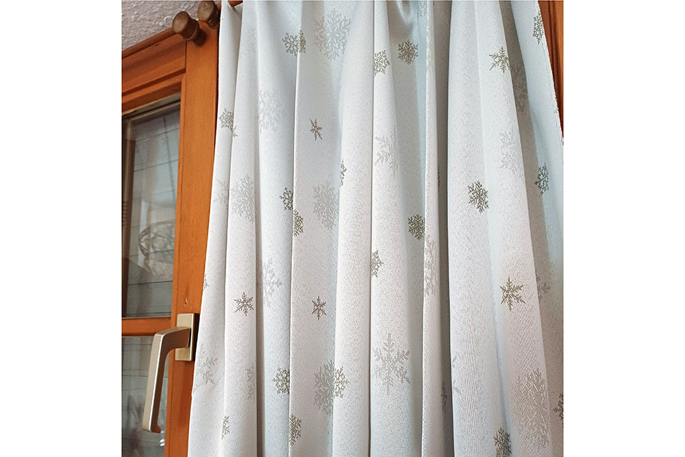 Dekostoff Jacquard - zweiseitig - Schneekristall - Eisblau/Hellblau