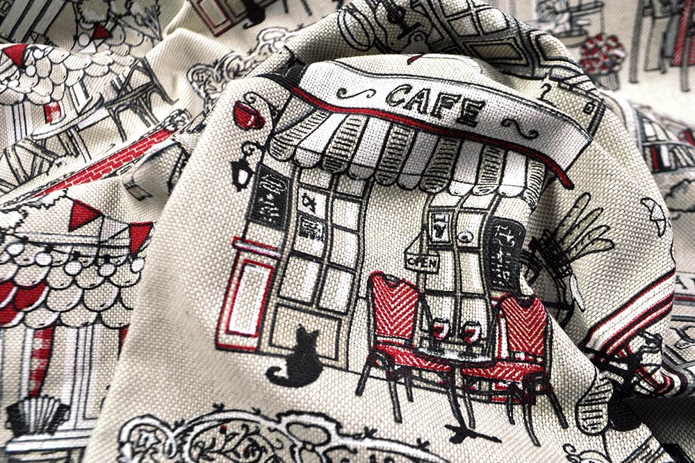 Dekostoff Leinenoptik - Cafe Francais