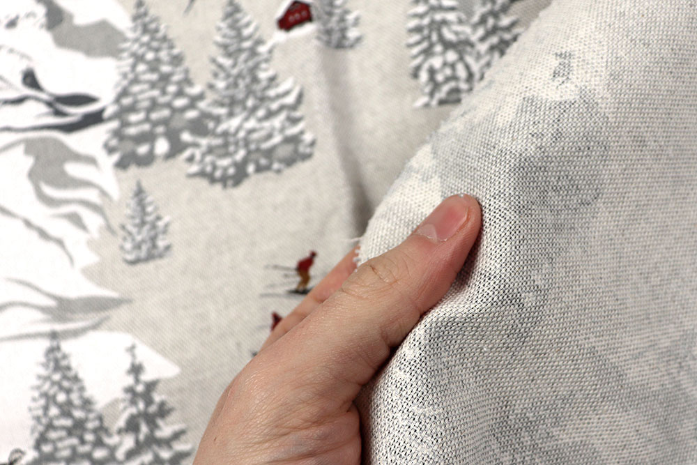 Dekostoff Leinenoptik - Skifahrer