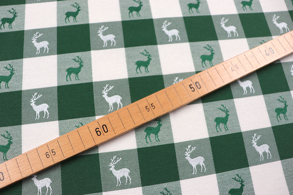 Dekostoff Jacquard beidseitig - Alm-Karo - Grün