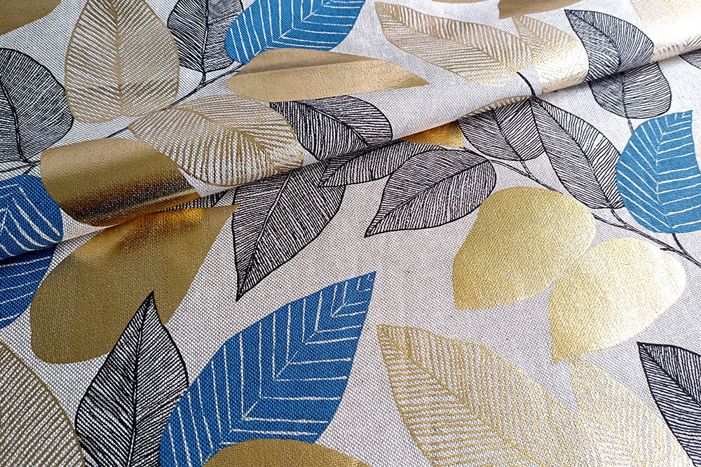 Dekostoff Premium-Glanz - Golden Leaves