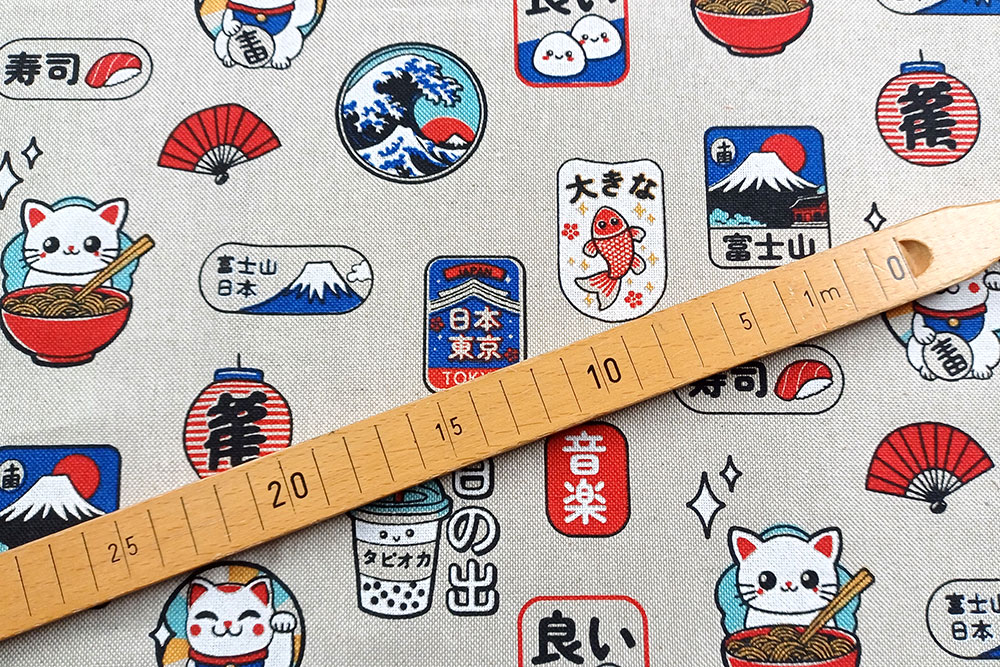 Dekostoff Leinenoptik - Sushi und Ramen