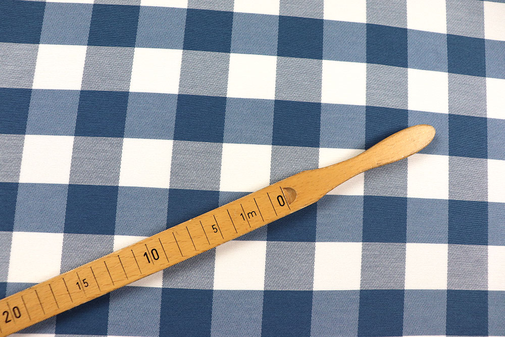 Dekostoff Jacquard beidseitig - Karo - Blau