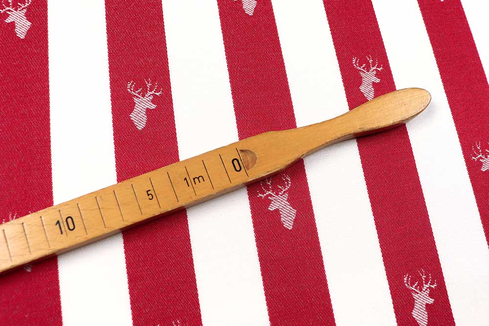Dekostoff Jacquard - Hirsch-Streifen - Rot