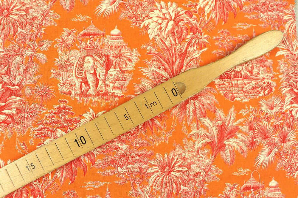 Baumwollstoff - Toile de Jouy - Mayani Orange