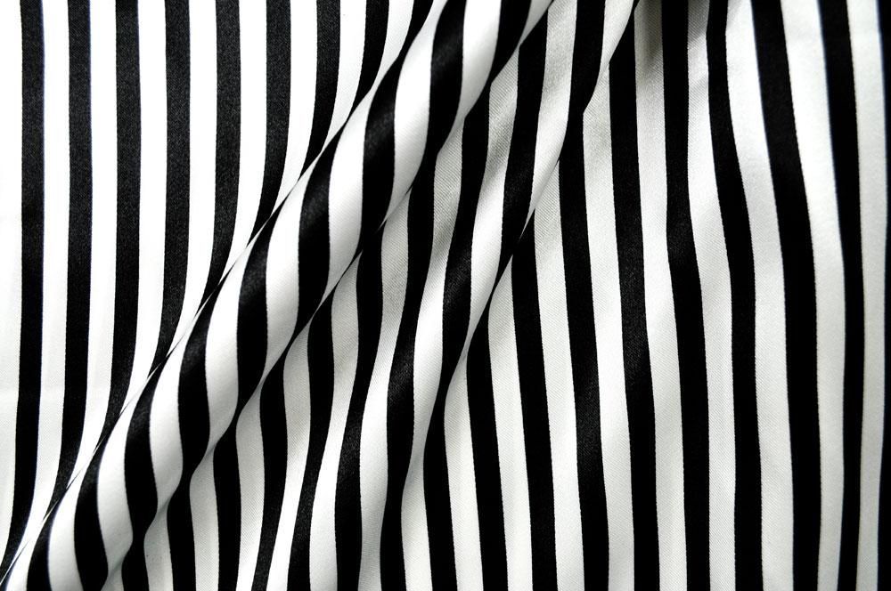 Satin Streifen - Weiß/Schwarz