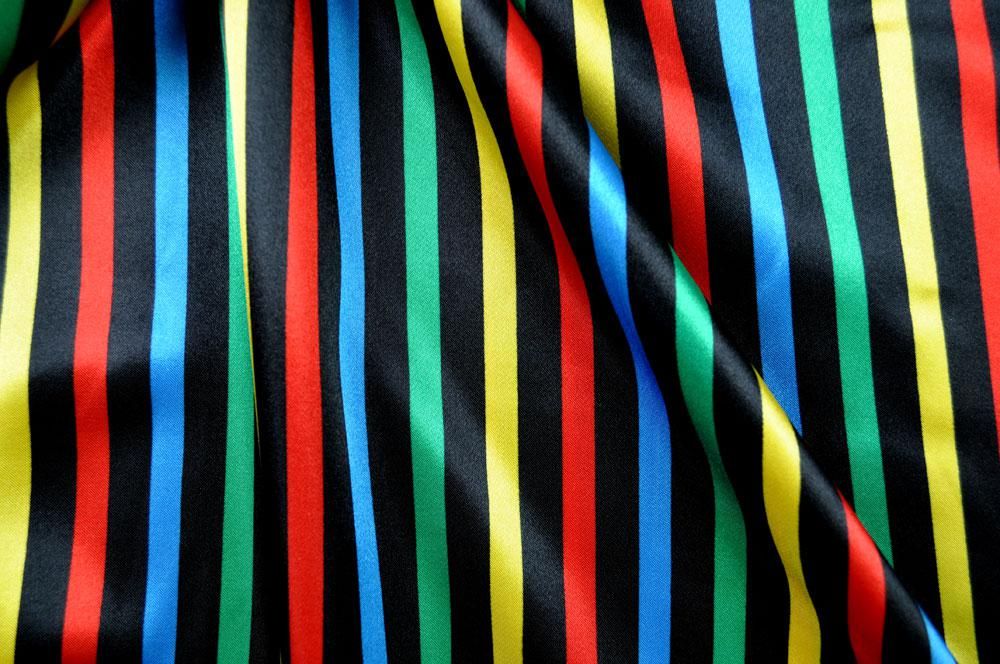 Satin Streifen - Schwarz/Bunt