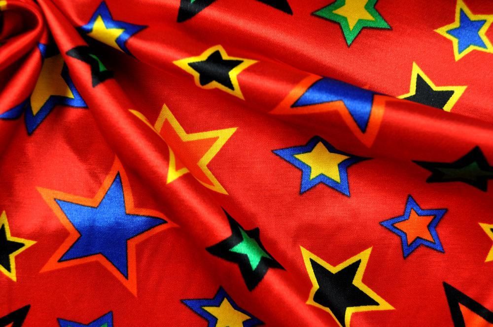 Kettsatin - Baumwolle/Viskose - Stars - Rot