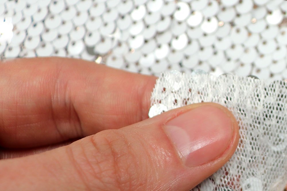 Wende-Pailletten-Stoff - Weiß/Silber