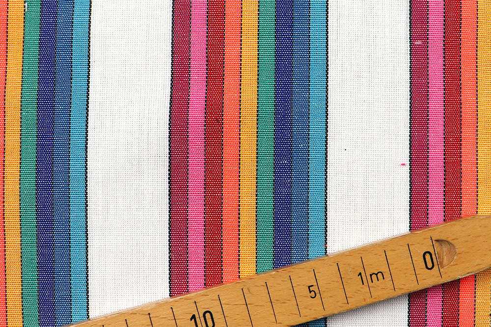 Kostüm- und Dekostoff - Streifen Multicolor - Weiß