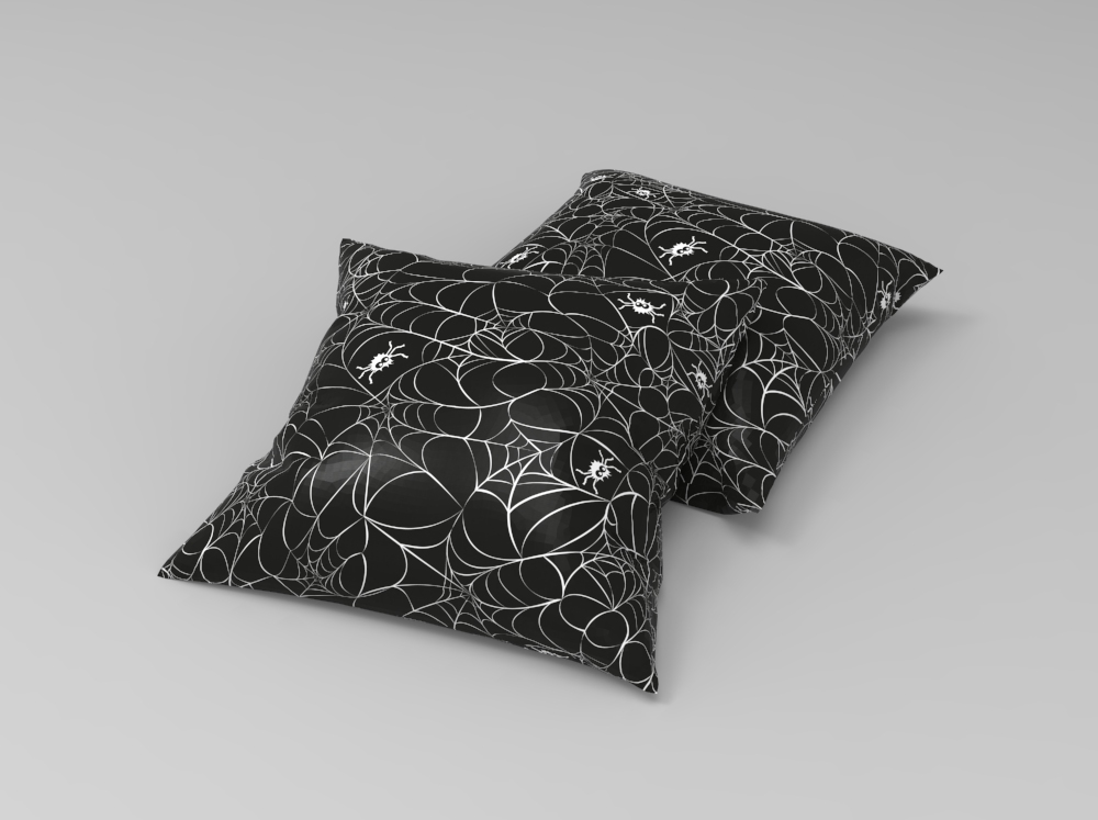 Satin - Spinnen im Netz - Schwarz/Weiß