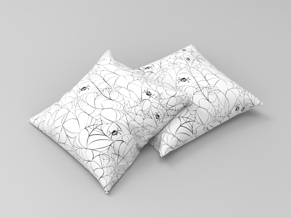 Universalstoff - Spinnen im Netz - Weiß/Schwarz