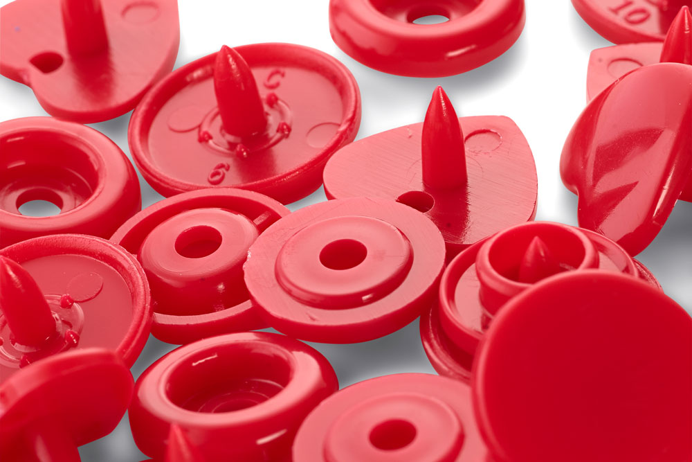 Nähfrei-Druckknöpfe - "Color Snaps" - Herzen - Rot