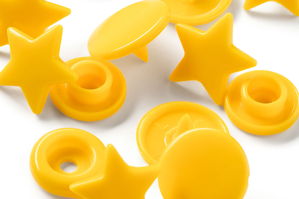 Nähfrei-Druckknöpfe - "Color Snaps" - Sterne - Gelb