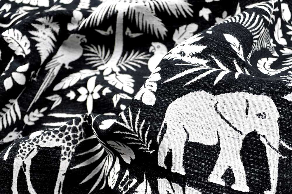 Wende-Jacquard Chenille - Afrika - Weiß/Schwarz