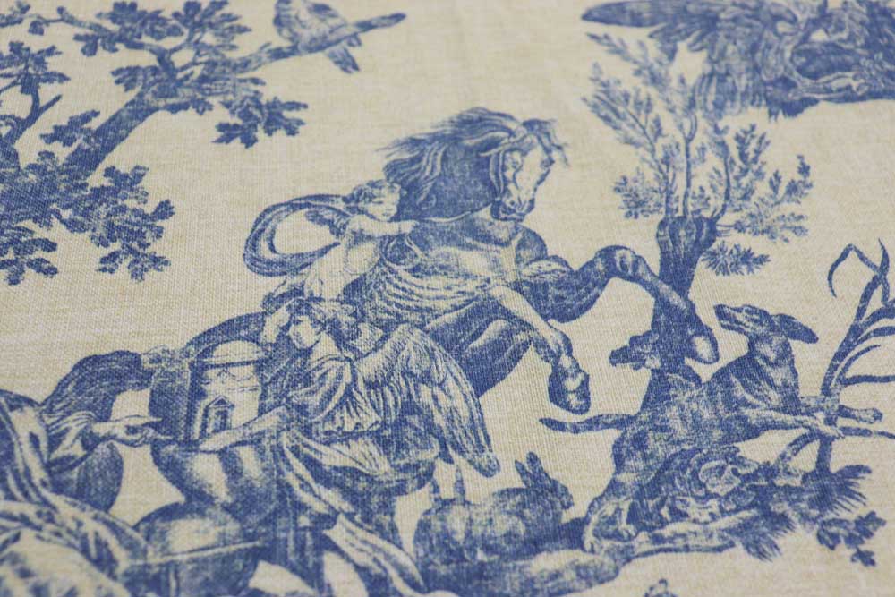 Möbelstoff Toile de Jouy - Athina - Blau - 280 cm
