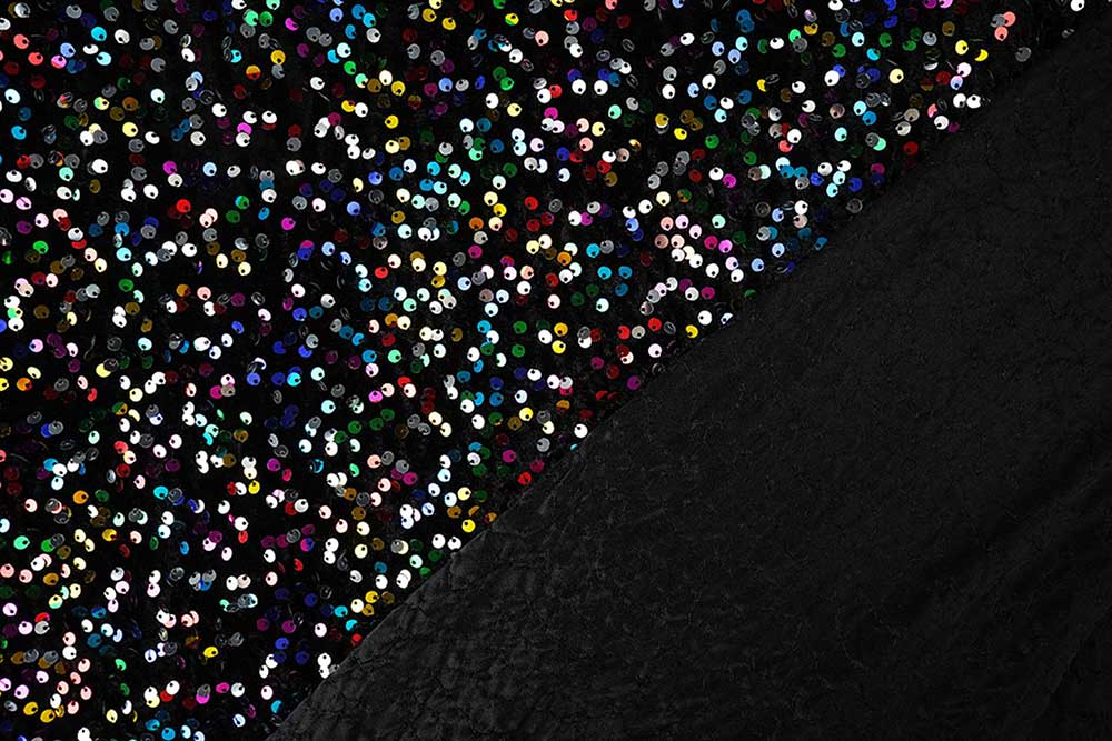 Pailetten auf Samt - Bunt