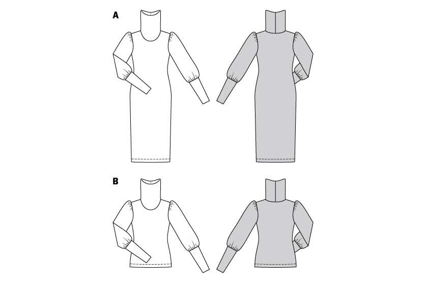 burda Schnittmuster 5972 - Strickkleid/Shirt  mit Rollkragen