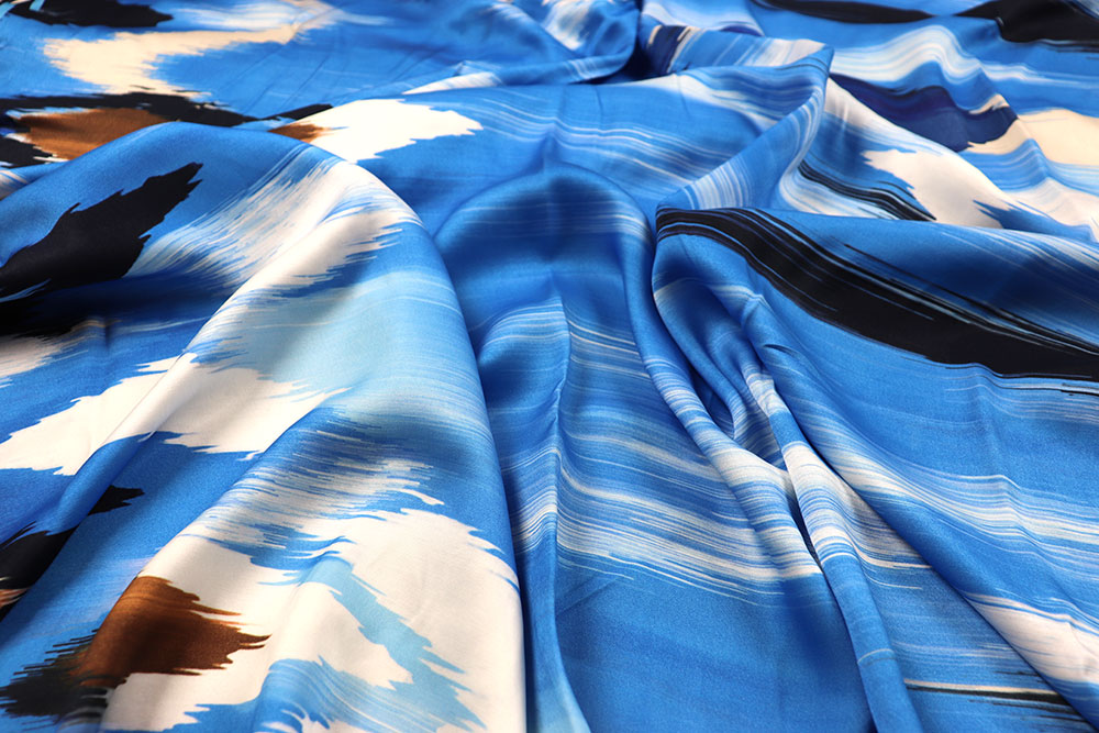 Cupro-Viskose Bordüre - Blue Flash