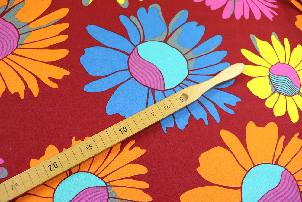 Baumwoll-Dekostoff - Big Retro Flower - Rot