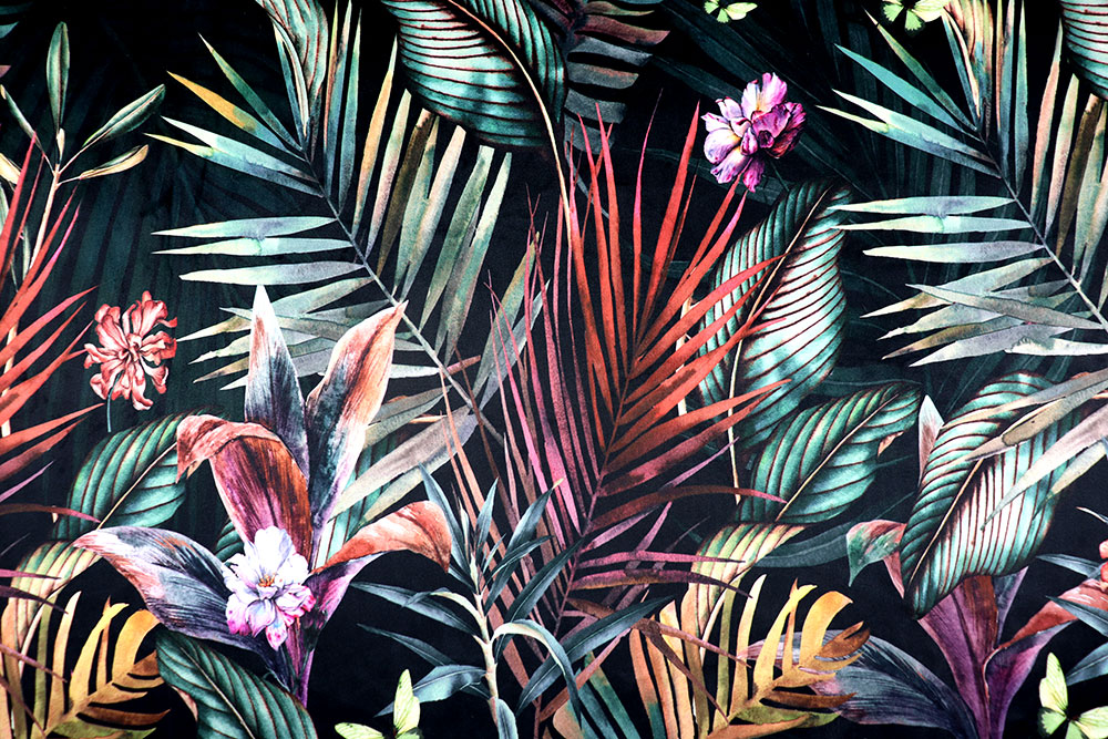 Samt-Dekostoff - Digitaldruck - Tropical Night