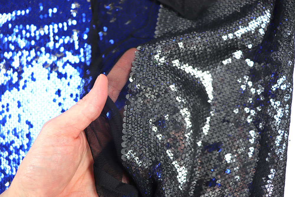 Wende-Pailletten-Stoff - Royal/Silber - B-Ware