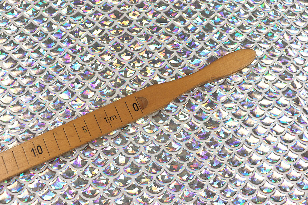 Tanzkleiderstoff Hologramm - Schuppe - Silber