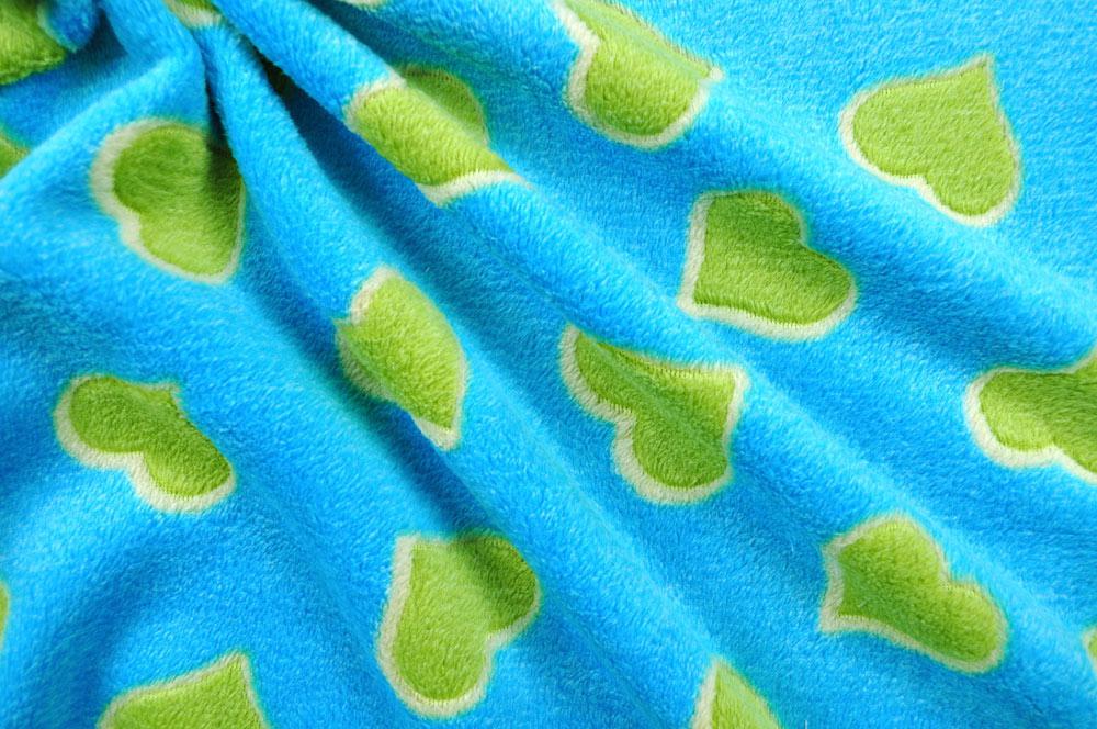 Wellness Fleece - Herzen - Türkis/Grün