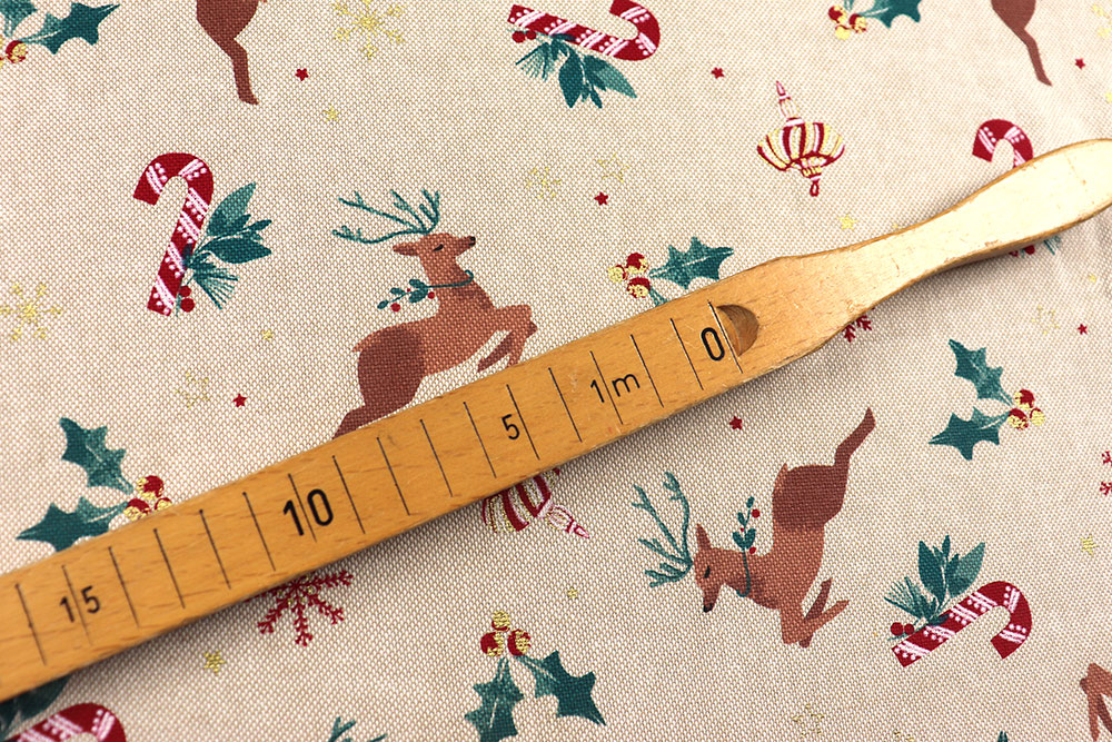 Weihnachtsstoff Leinenoptik - Rentiere