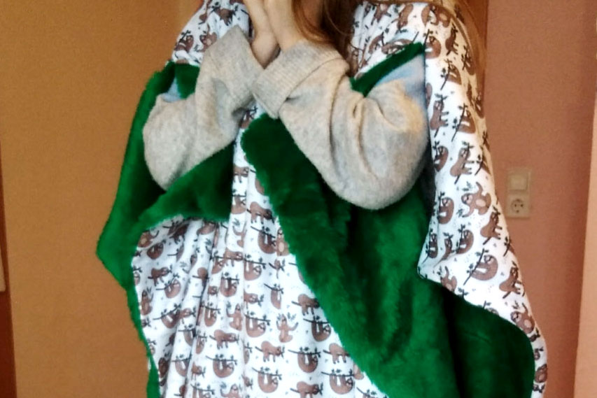 Fleece Stoff - Lazy-Faultier