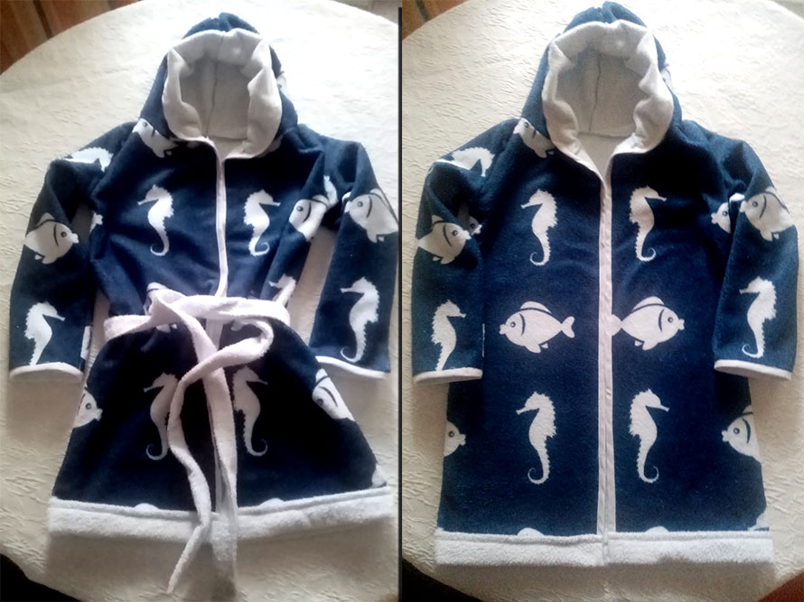 Frottee-Fleece - Marine-Welt Seepferdchen/Fisch