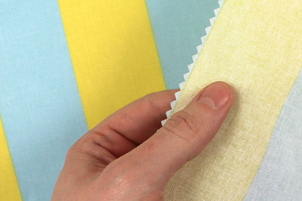 Baumwollstoff Blockstreifen - Gelb/Hellblau